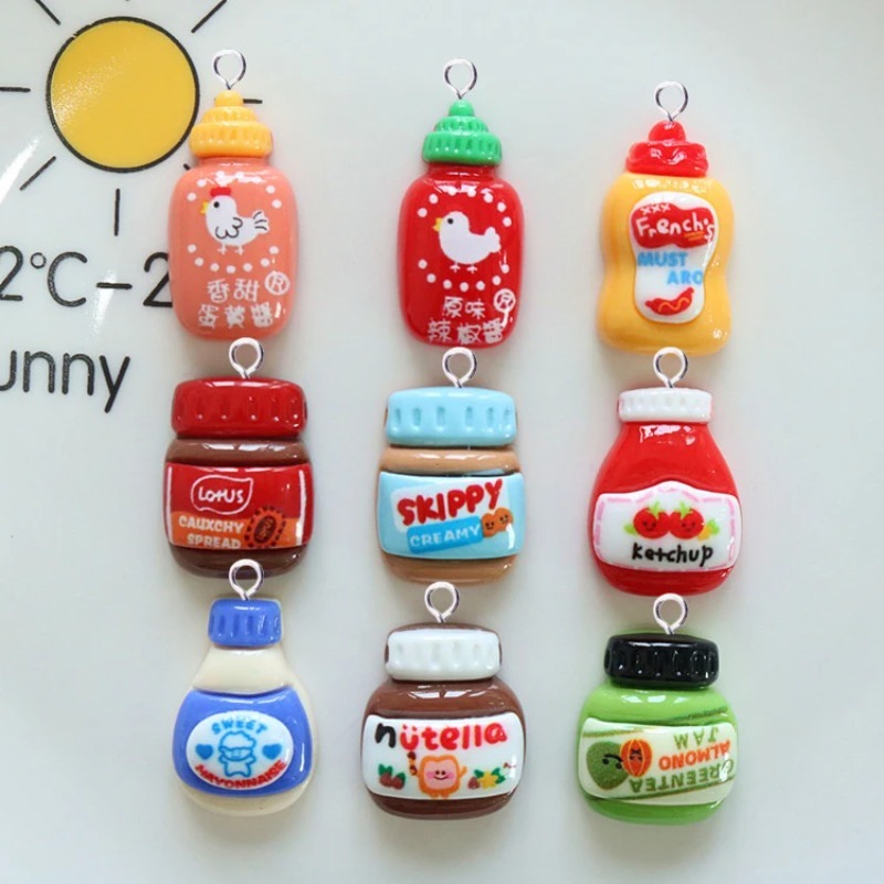 Salad Dressing Bottle - 10 قطع تعليقات راتنجية مضحكة بتصميمات