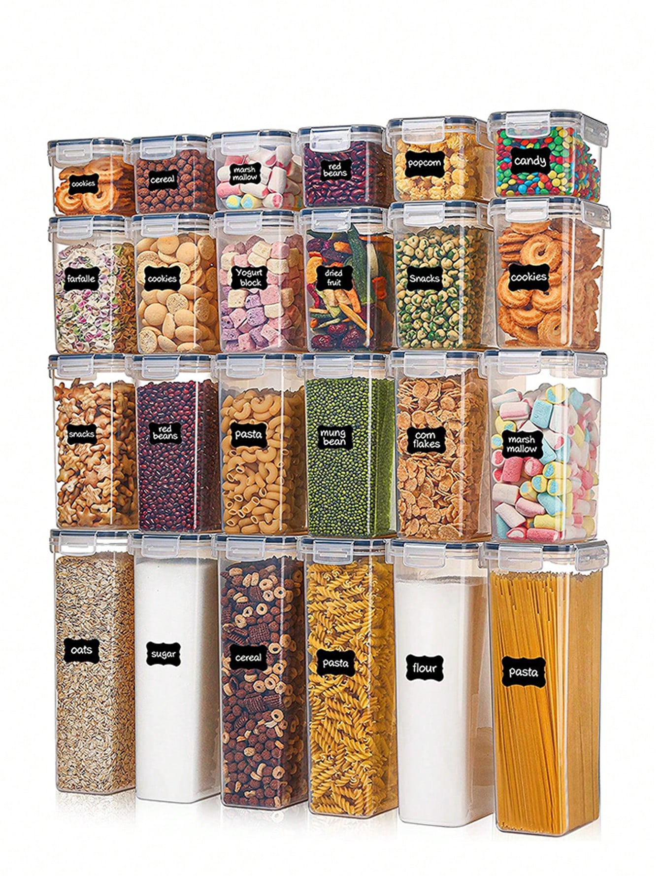 Food Storage Plastic Containers With Lids - 48 قطعة من حاويات تخزين الطعام
