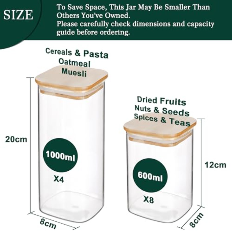 مجموعة من 12 وعاء تخزين زجاجي  - مراجعة Food Storage Stackable Containers وسعره