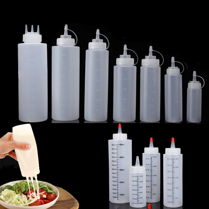 1 قطعة Empty120ml-1000ml PE ال - مراجعة Condiment Squeeze Bottle وسعره