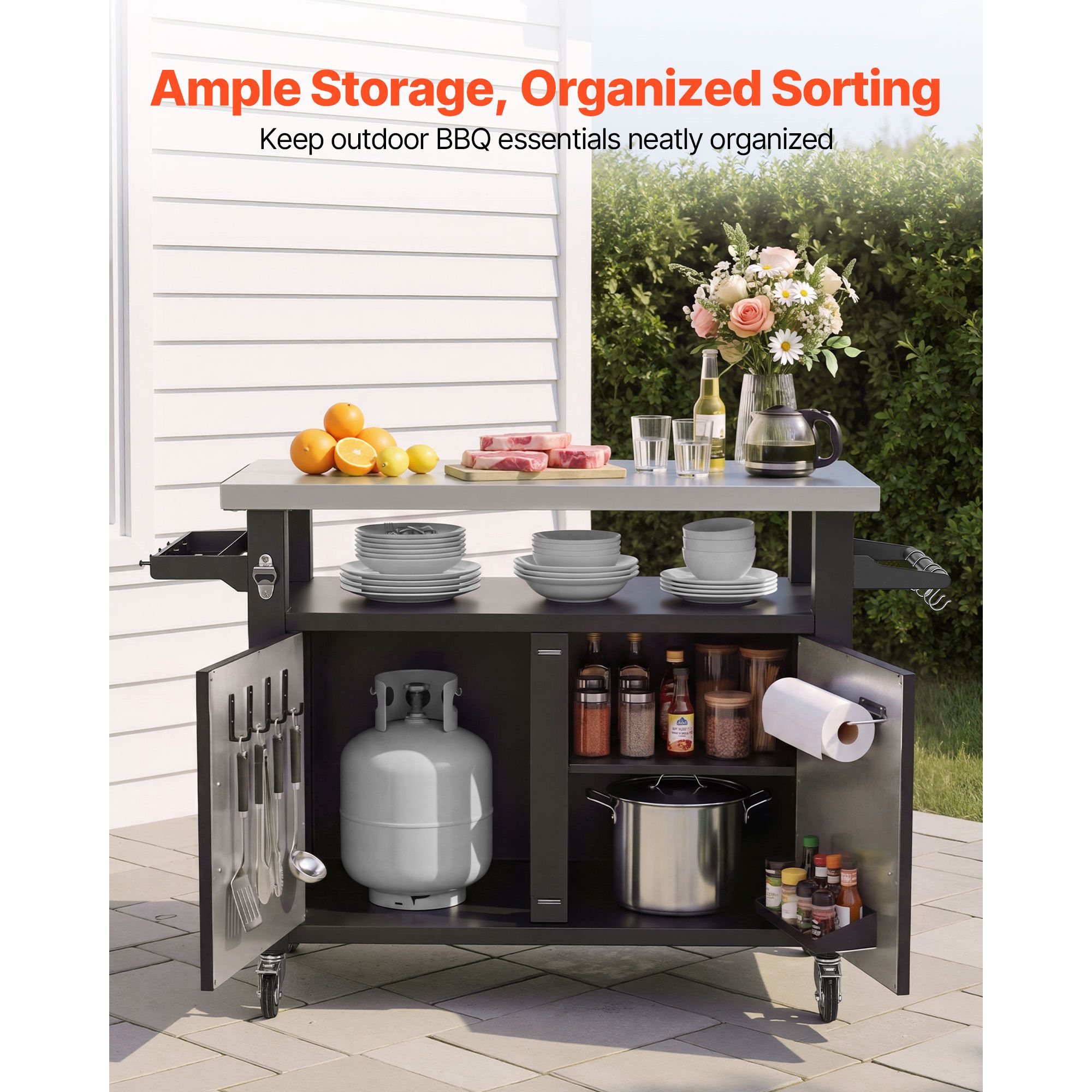 عربة شواء خارجية مع خزانة تخزي - مراجعة Food Storage In Cabinets وسعره